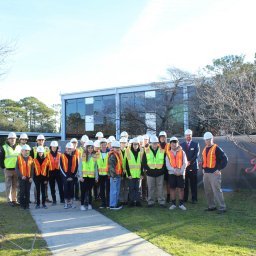 Students and teachers tour Roland-Grise Middle School to see the renovations.